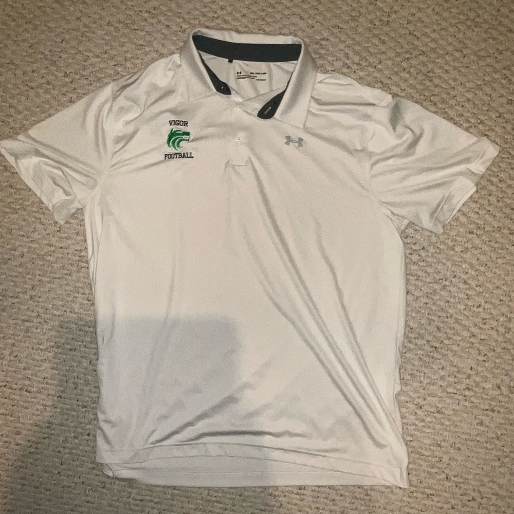 CF Vigor High School Wolves Under Armour Football Polo 2XL White Loose Fit AL